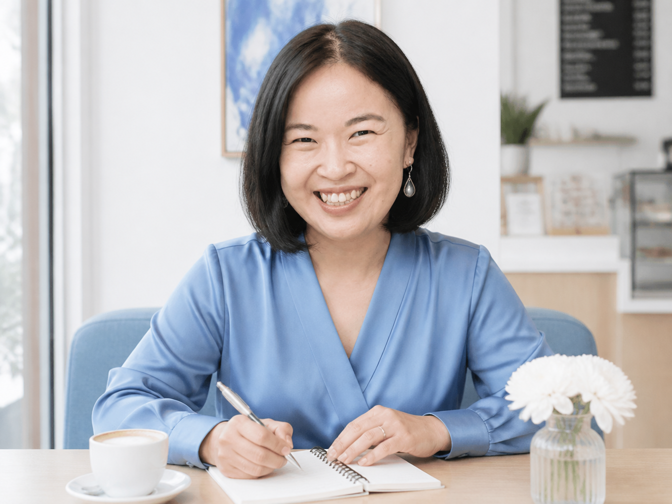 Soh Wan Wei writing in a notebook